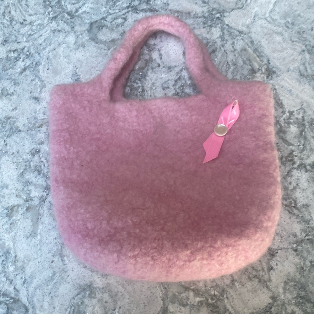 Pink felted Cancer Awareness purse